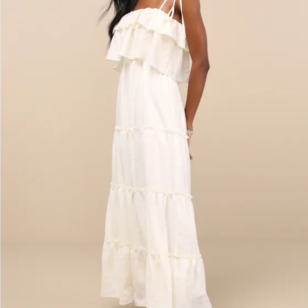 Lulu's Ivory Ruffle Tiered Maxi Dress